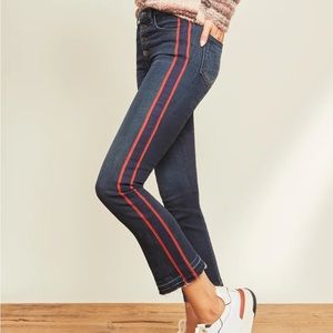 Veronica Beard Carolyn High-Rise Baby Boot Jean w/ Tuxedo Stripe